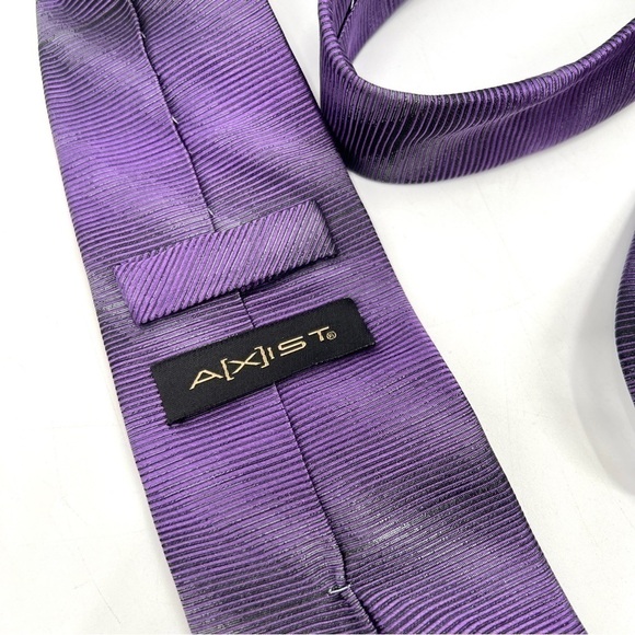 AXIST Men's Purple 3" Stripe Retro 100% Silk Tie - Picture 2 of 9